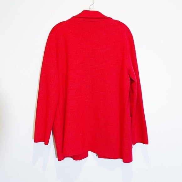 Magaschoni Open Front Knit Long Cardigan Wool Red SZ M - Picture 2 of 5